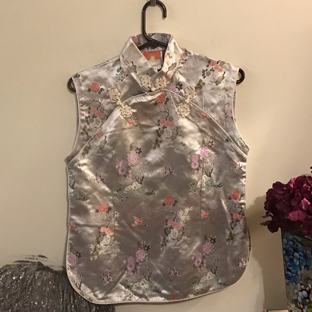 Chinese silk!  Wear this beautiful Asian influenced silk shirt for the Holidays!